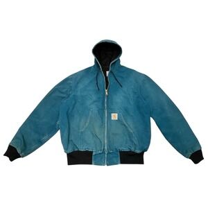 Vintage Carhartt Jacket Mens Large Teal Green Active Canvas Thermal Lined READ